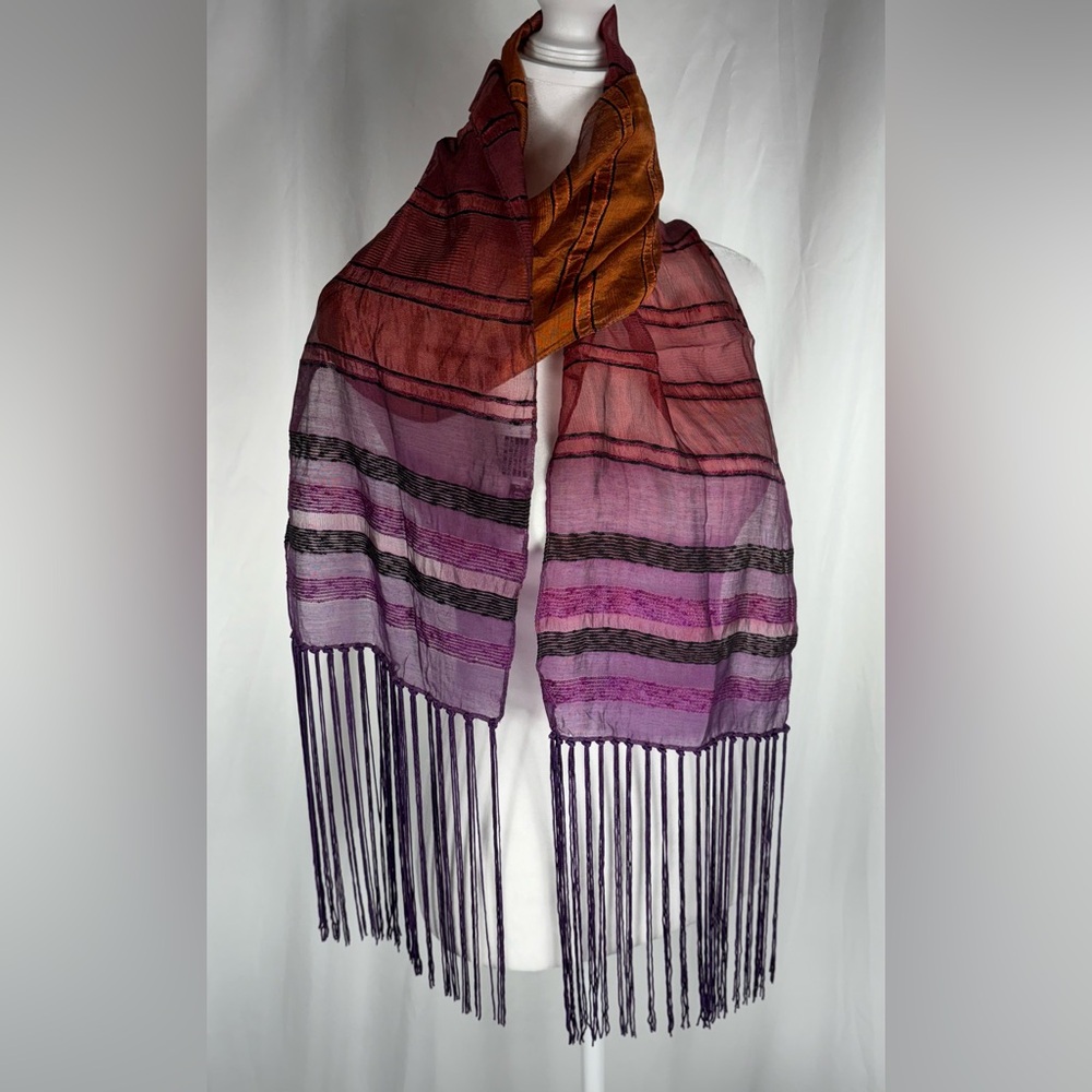 Chico’s Scarf Shawl Wrap with Fringe, 64” x 10” x 10” Fringe